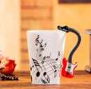 Axyaa Violin Guitar Ceramic Music Mug, Creative Stave Cup with Handle