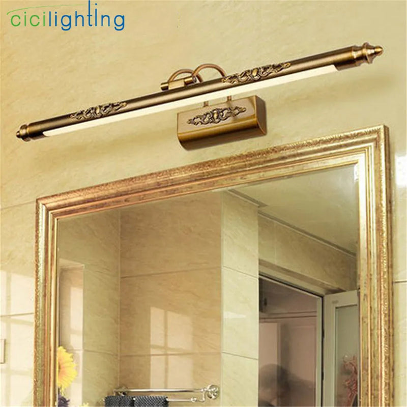 Axyaa American Retro Bronze LED Vanity Mirror Light Fixtures