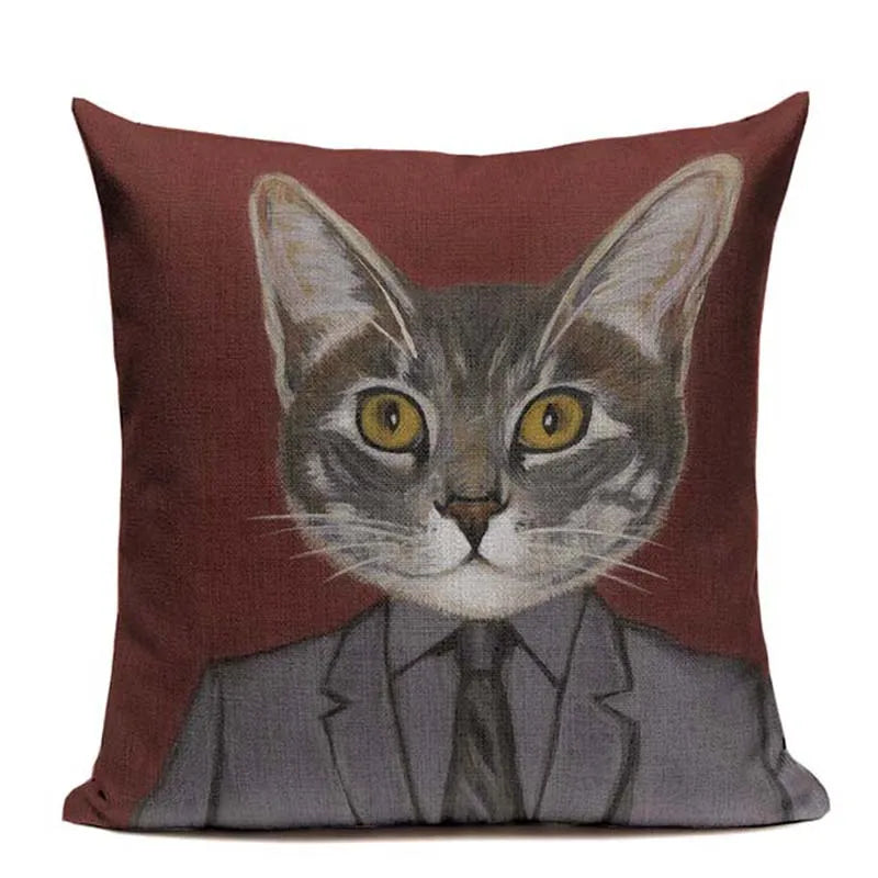 Axyaa Cartoon Cat Cushion Cover: High Quality Linen Sofa Home Decor Pillowcase