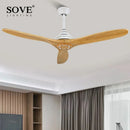 Axya Black Industrial Vintage Wood Ceiling Fan Remote Control DC 220v