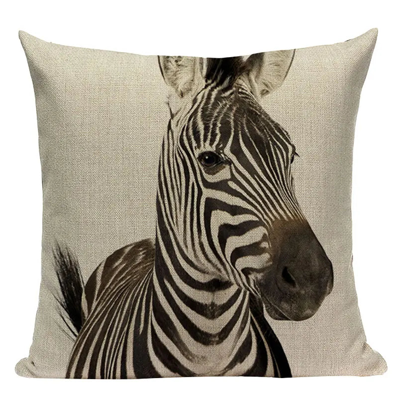 Axyaa Animal Series Cushion Cover: Tiger Elephant Monkey Pillow Cover Home Decor
