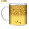 Custom Glitter Effect Tea Coffee Mug Cup Gift with Personalized Name Text - Axyaa Brand