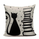 Axyaa Custom Linen Pillowcase for Home Sofa Decor - Cat Happy Reading Book Cover