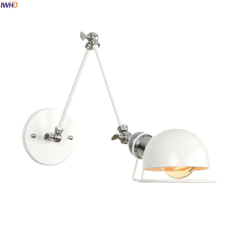 Axyaa White Swing Arm Wall Sconce - Adjustable Bedroom Stair Bathroom Lighting