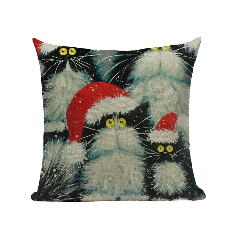 Square Cat Pillow Covers by Axyaa: Cute Cartoon Print Sofa Throw Pillow Cover
