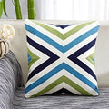 Axyaa Geometric Embroidered Cushion Cover in Grey, Yellow & Blue Canvas Cotton