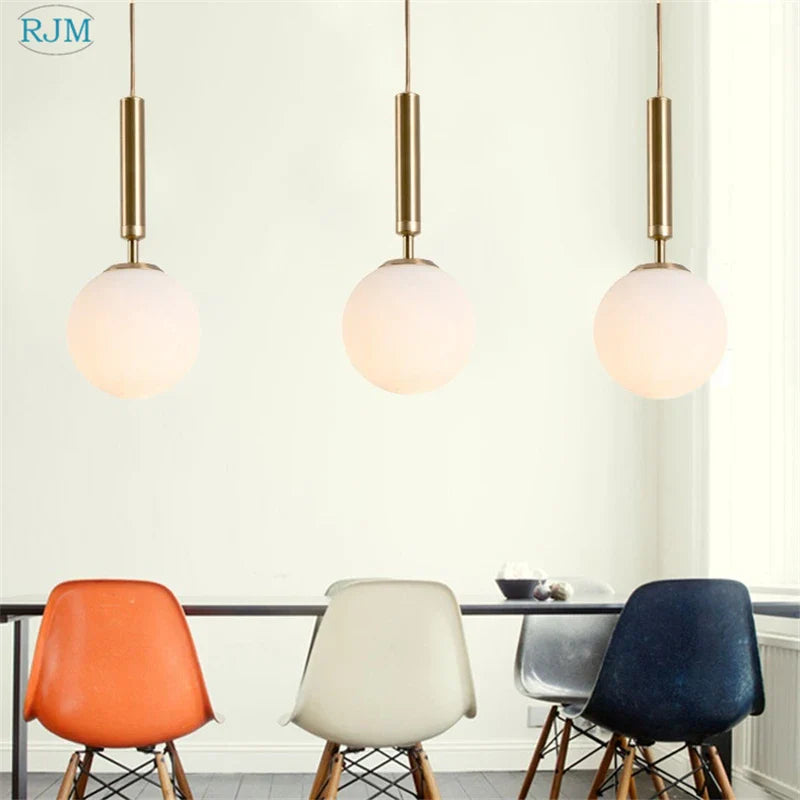 Axyaa Nordic Glass Ball LED Pendant Light - Modern, Creative, Single Head for Home & Commercial Settings