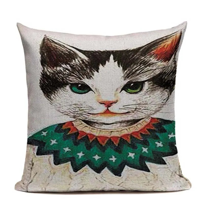 Axyaa Cartoon Cat Cushion Cover: High Quality Linen Sofa Home Decor Pillowcase