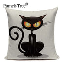 Axyaa Hand Painted Cat Eyes Linen Pillow Cover, Nordic Style, Black White Pattern