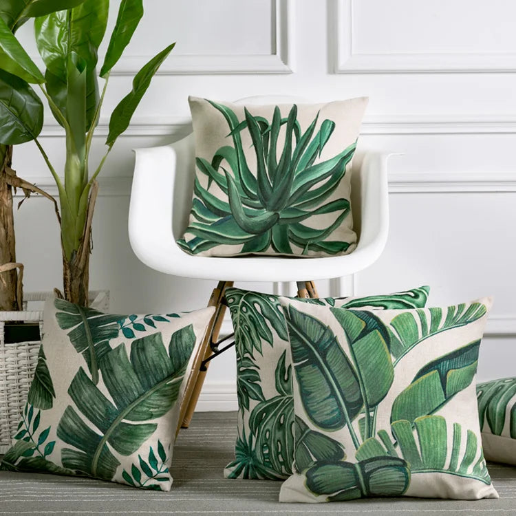 Axyaa Tropical Palm Leaf Cushion Cover 45x45cm