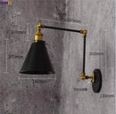 Axyaa Loft Industrial Wall Light Black Swing Arm Vintage LED Edison Wall Lamp