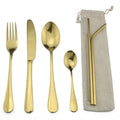 Rainbow Blue Gold Cutlery Set Stainless Steel Tableware by Axyaa