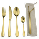 Rainbow Blue Gold Cutlery Set Stainless Steel Tableware by Axyaa