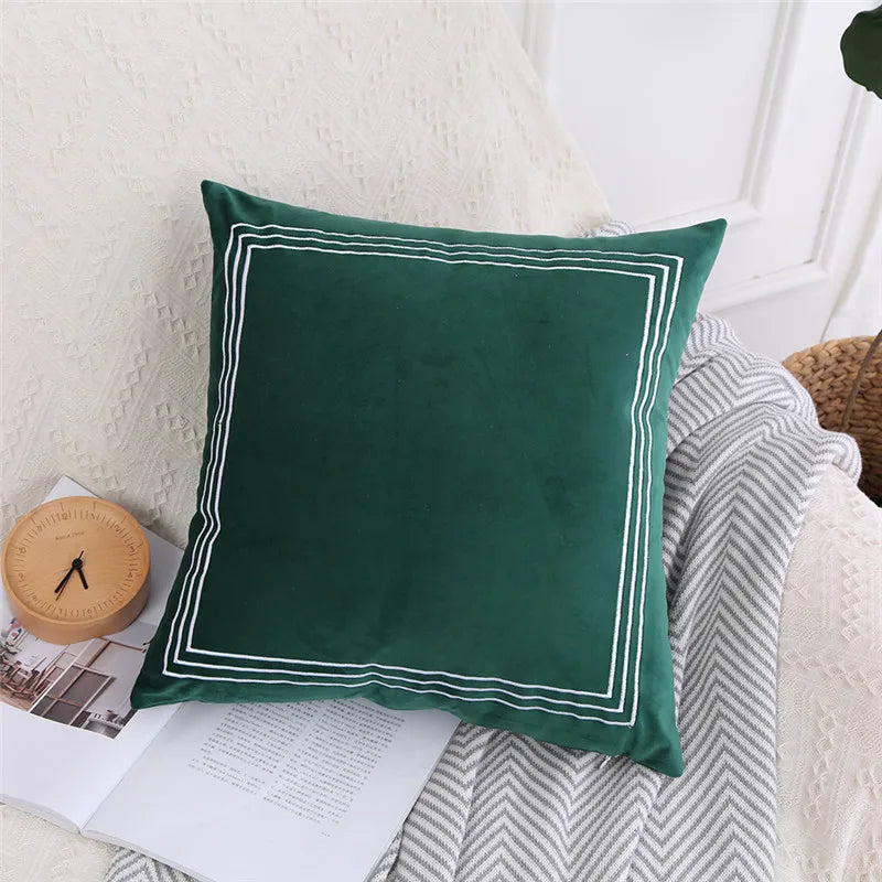 Axyaa Velvet Embroidery Cushion Cover | Home Decor Pillow Case 45x45cm