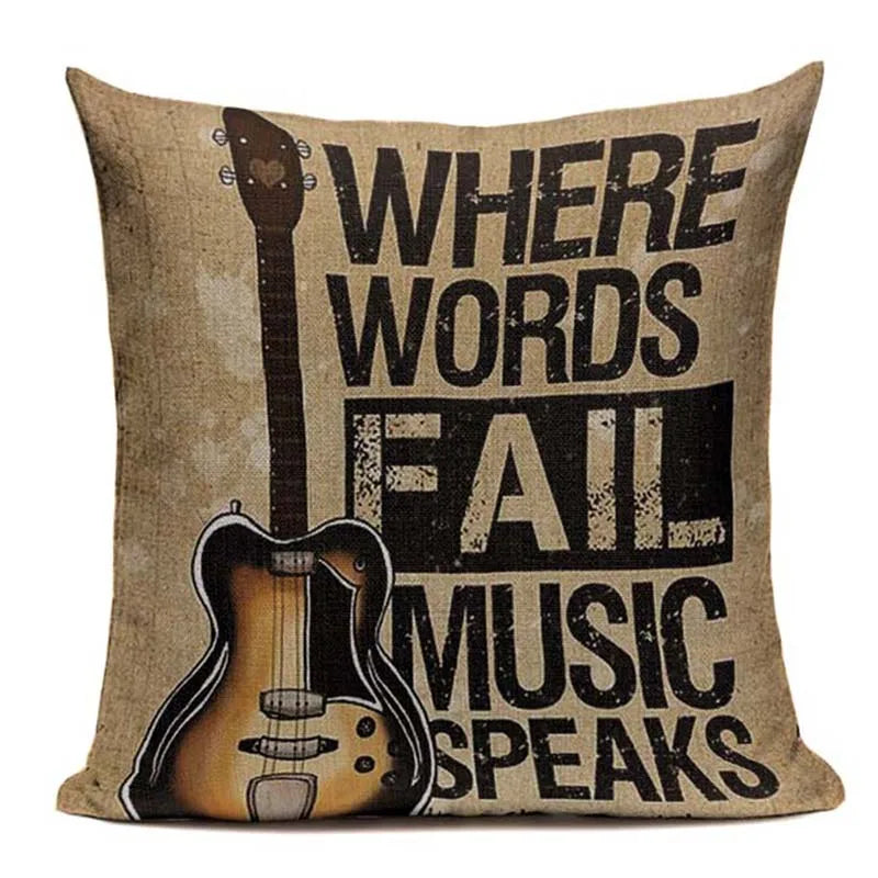 Axyaa Music Series High Quality Cotton Linen Cushion Cover Pillow Case