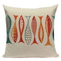 Colorful Fish Pattern Linen Cushion Cover by Axyaa