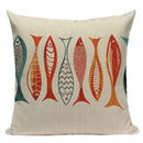 Colorful Fish Pattern Linen Cushion Cover by Axyaa