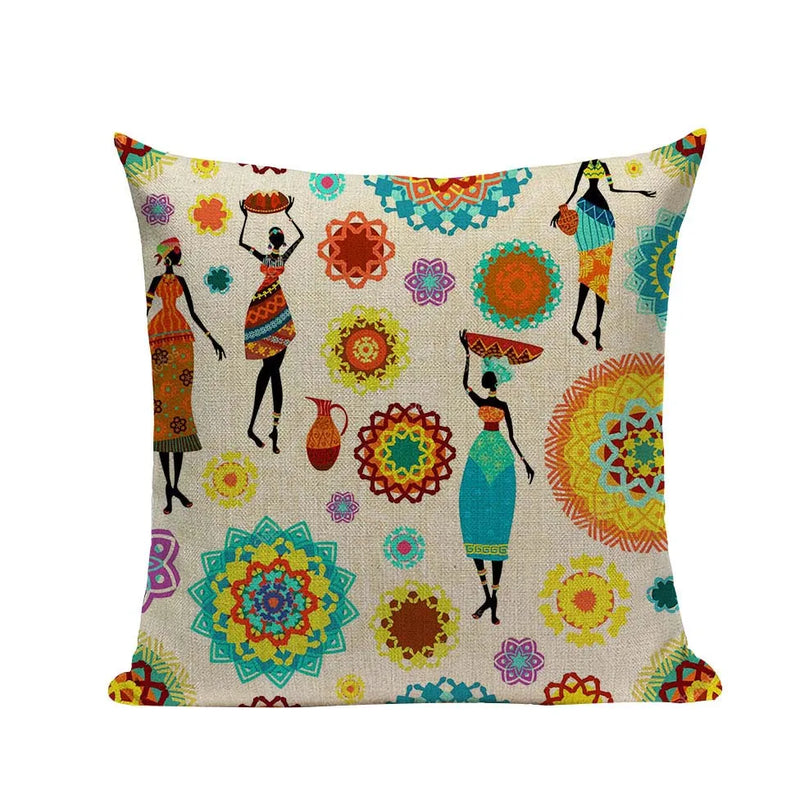 Axyaa African Geometric Dance Pillow Cover Ethnic Bedroom Sofa Decor