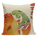 Axyaa Japanese Style Sofa Pillow Cover 45x45cm - Jin Wind and Carp Pattern