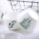 Axya Nordic Green Plant Ceramic Square Eating Bowl