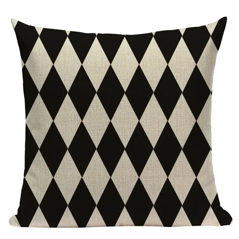 Axyaa Geometric Linen Cushion Cover 45x45cm - High Quality Decor Pillow