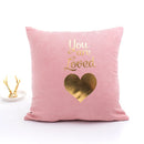 Axyaa Pink Pillow Cover with Soft Gold Foil Heart-Pineapple Design for Home Decor
