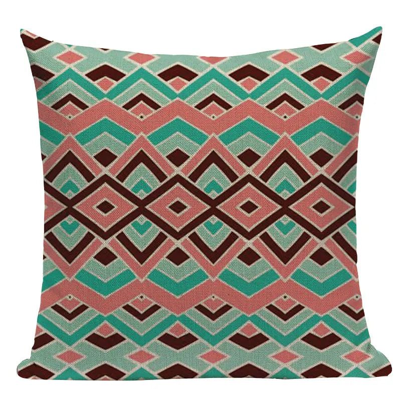 Axyaa Boho Plaid Stripes Pillow Cover 45x45cm Sofa Chair Custom Print Square