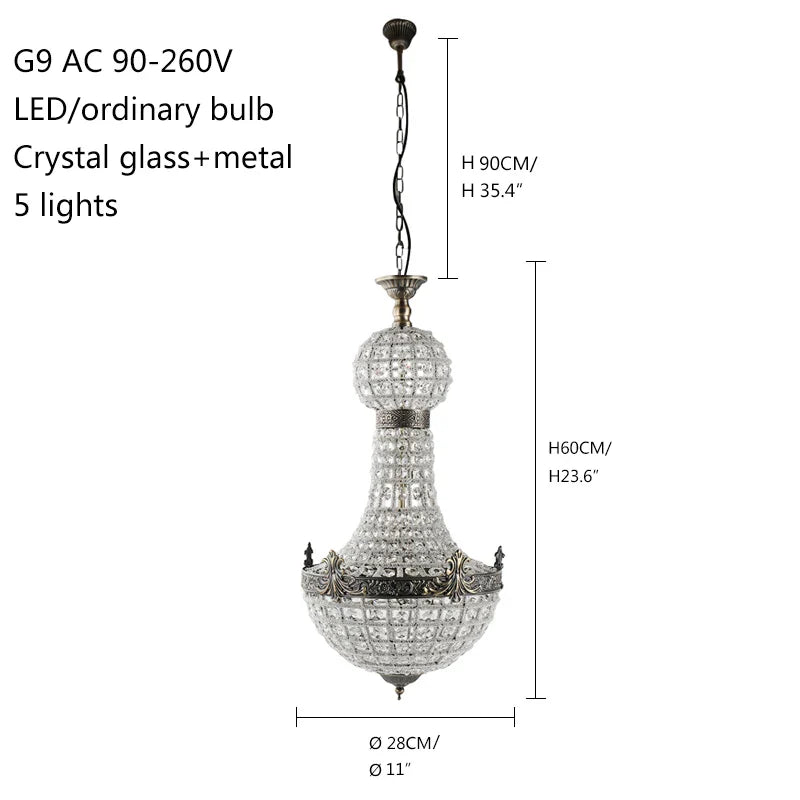 Axyaa Art deco Glass Crystal LED Chandelier in 2 Sizes for Modern Spaces