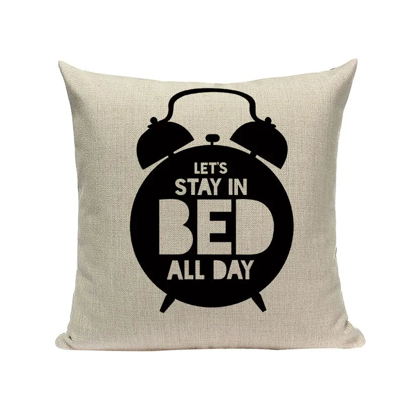 Axyaa Spring Letter Pillow Cover - Black & White Decorative Cushion