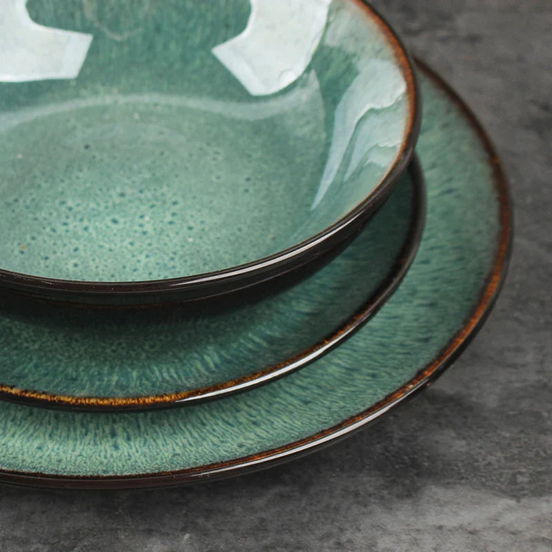 Axya Peacock Pattern Dinnerware Set - Ceramic Dishes, Plates, Bowls & Mugs