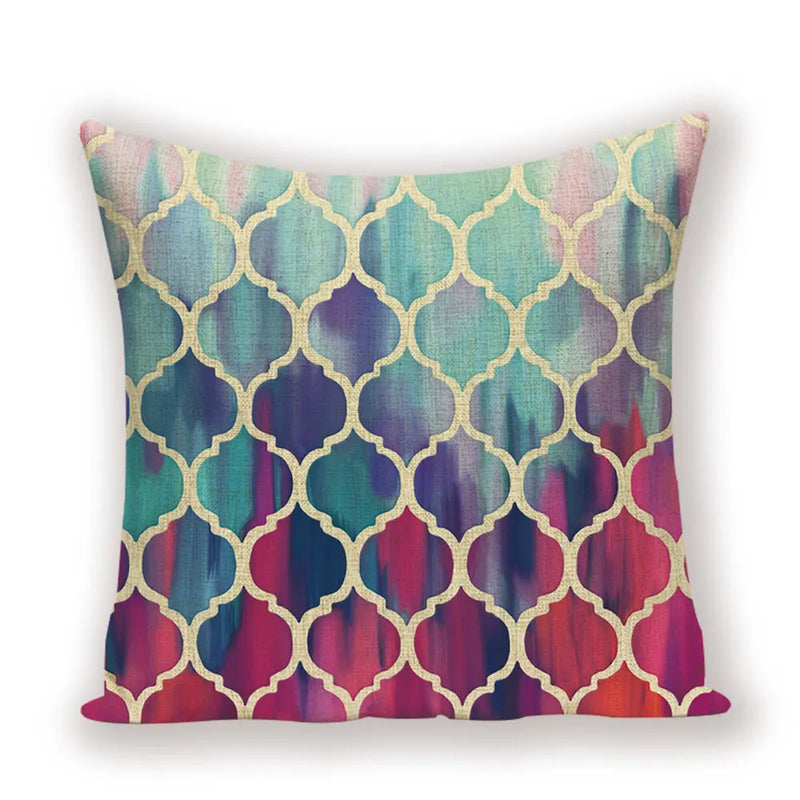 Geometric Linen Cushion Cover for Home Decor - Axyaa's Stylish Throw Pillow Case