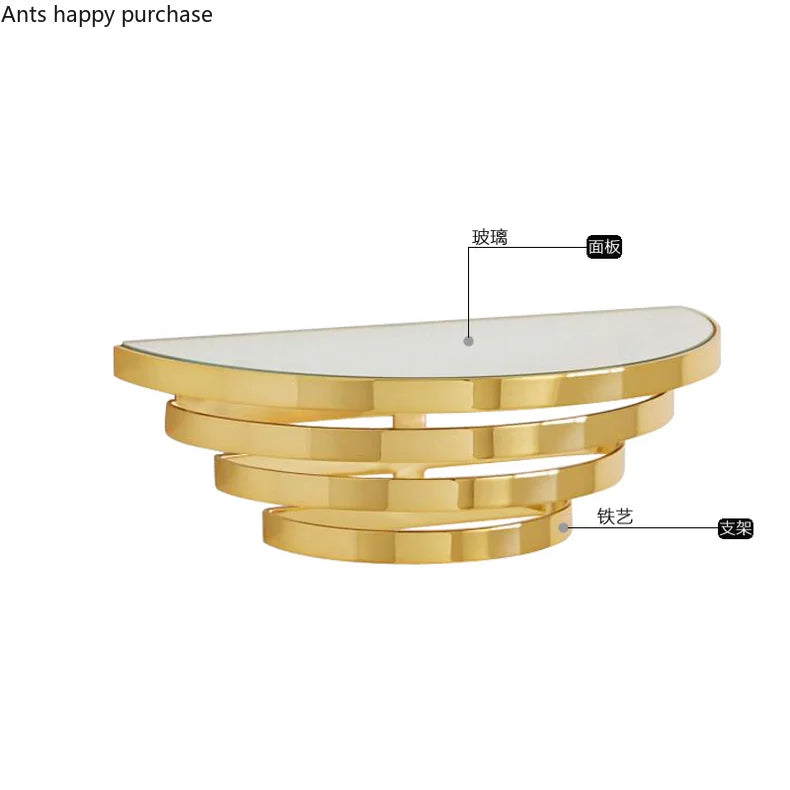 Axya Gold Glass Mirror Wall Shelf Nordic Style Creative Decoration