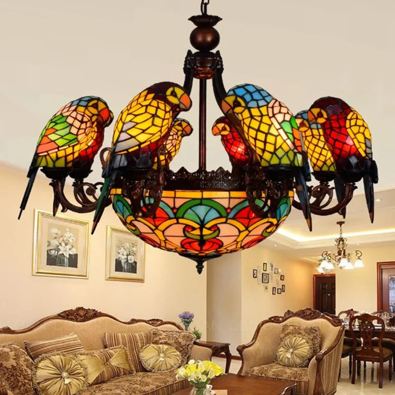 Luxury Glass Parrot Pendant Chandelier for Axyaa - Ideal for Bar, Living Room, Bedroom