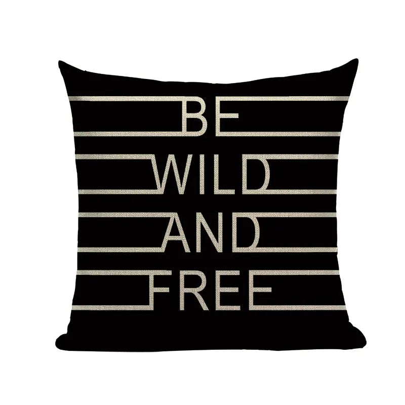 Axyaa Spring Letter Pillow Cover - Black & White Decorative Cushion
