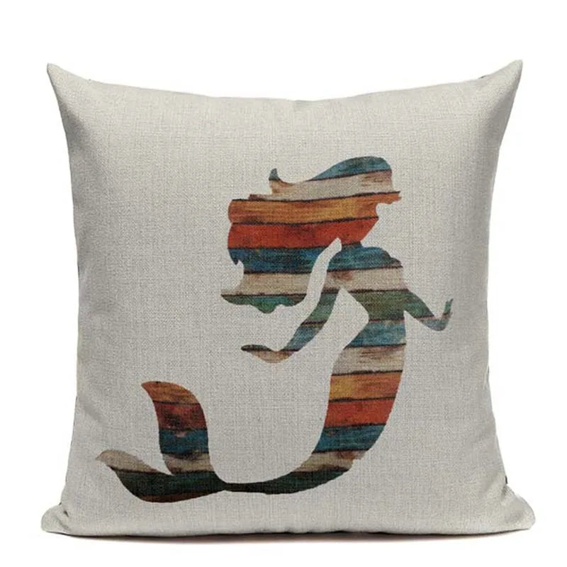 Axyaa Mermaid Pillowcase Ocean Style Cushion Cover 45x45cm Square Home Decor