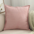 Axyaa Soft Pink Fringed Suede Pillow Case 45x45cm Home Decor