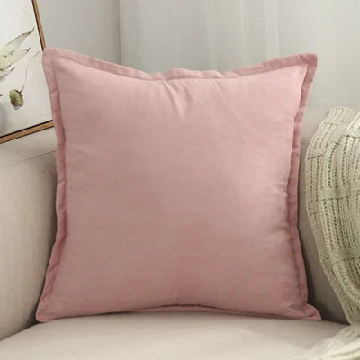 Axyaa Soft Pink Fringed Suede Pillow Case 45x45cm Home Decor