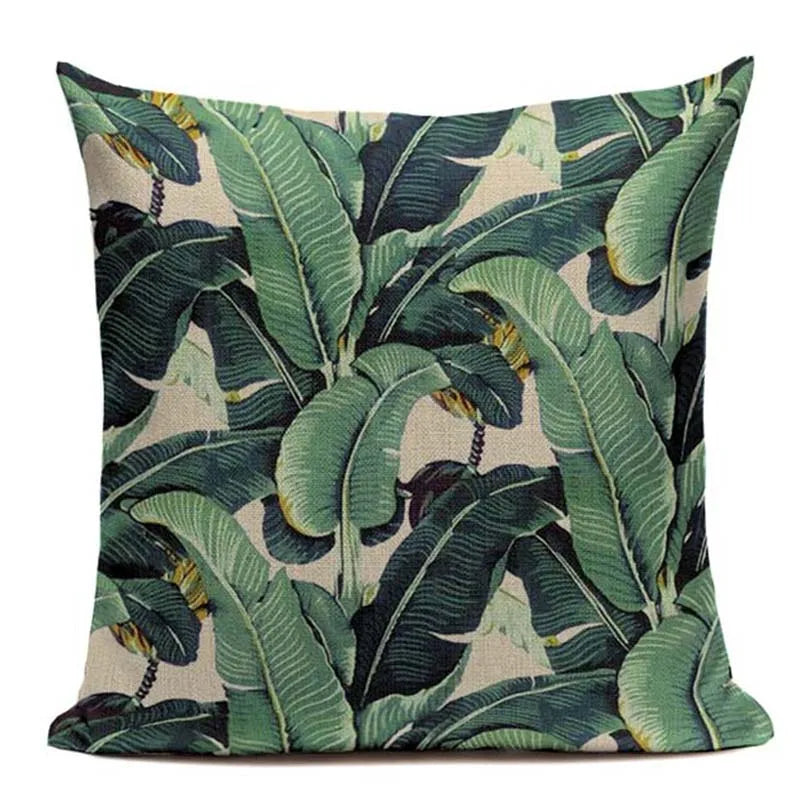 Axyaa Tropical Plant Banana Leaf Throw Pillow Cover for High Quality Home Decor