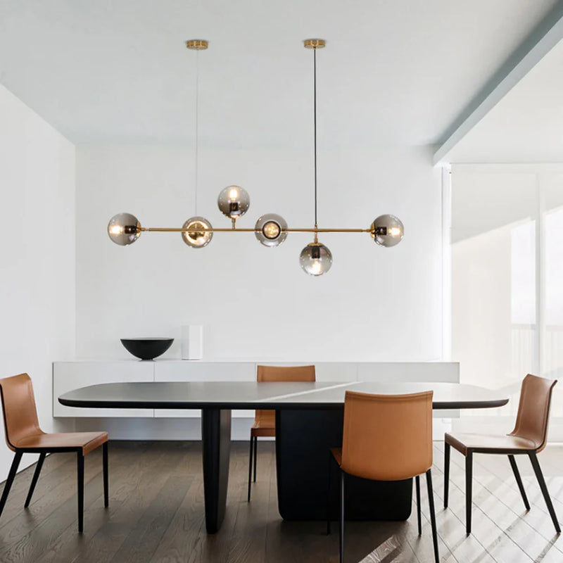 Axyaa Modern Nordic Glass Globe Chandelier - Industrial Edison E27 Handing Lamp Lighting