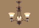 Axyaa Rustic Glass Shade Chandelier - Vintage Metal Hanging Lamp for Living Room