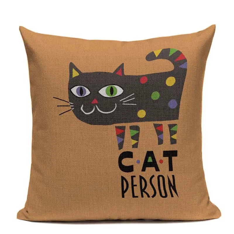 Axyaa Hand Painted Cat Eyes Linen Pillow Cover, Nordic Style, Black White Pattern
