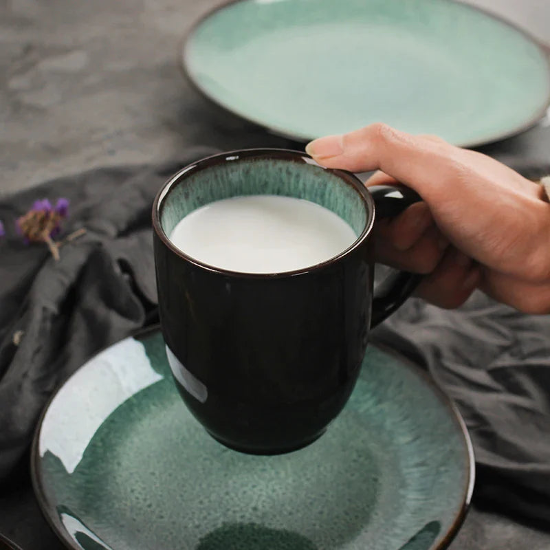Axya Peacock Pattern Dinnerware Set - Ceramic Dishes, Plates, Bowls & Mugs