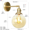 Axyaa Copper LED Glass Ball Wall Lamp: Nordic Modern Bedroom Bathroom Sconce