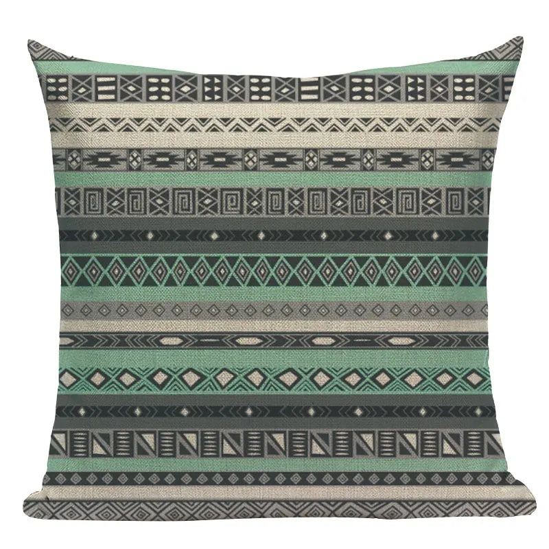 Axyaa Boho Plaid Stripes Pillow Cover 45x45cm Sofa Chair Custom Print Square