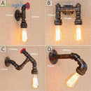 Axyaa Retro Iron Industrial Water Pipe Wall Light, Vintage Style Sconces