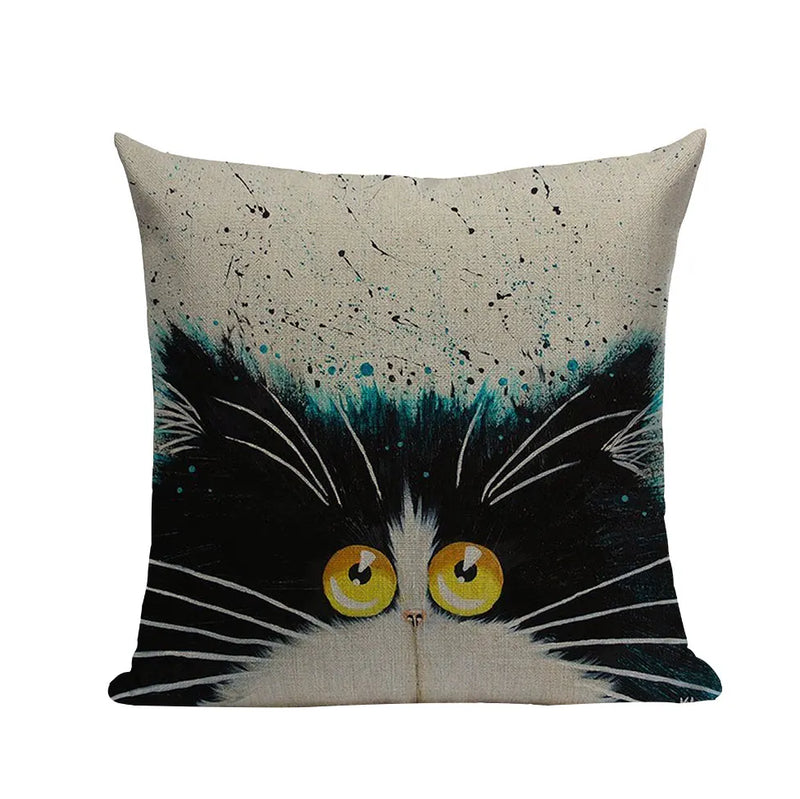 Square Cat Pillow Covers by Axyaa: Cute Cartoon Print Sofa Throw Pillow Cover