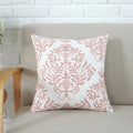Axyaa Grey Pink Geometric Embroidered Cotton Cushion Cover 45x45cm