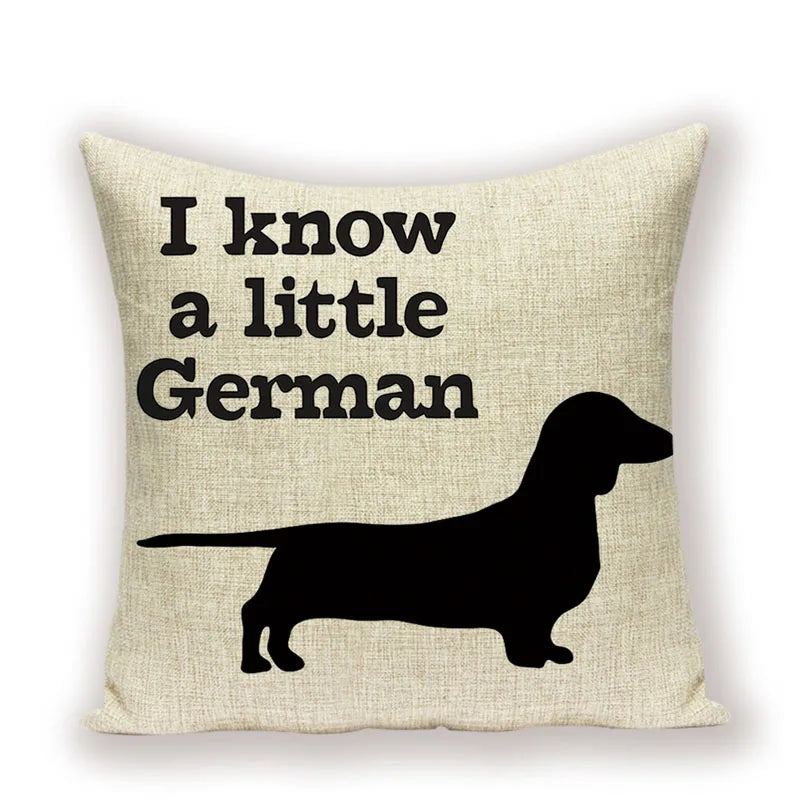 Dachshund Linen Pillow Cover for Sofa Decor Axyaa Home Decorative Cushion Case