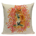 Axyaa Velvet Deer Floral Stripes Pillow Cover for Sofa Beds and Car