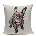 Animal Dog Cushion Cover French Bulldog Pug Pillowcase Woven Linen Decor Home Axyaa